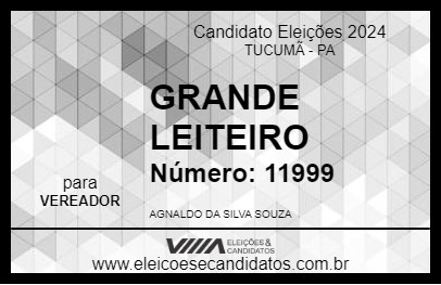 Candidato GRANDE LEITEIRO 2024 - TUCUMÃ - Eleições