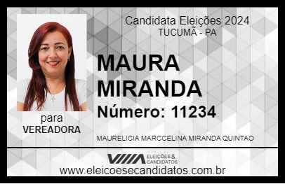 Candidato MAURA MIRANDA 2024 - TUCUMÃ - Eleições