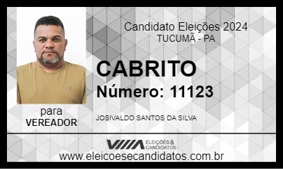 Candidato CABRITO 2024 - TUCUMÃ - Eleições