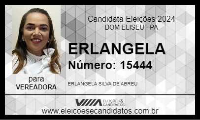 Candidato ERLANGELA 2024 - DOM ELISEU - Eleições