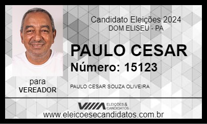 Candidato PAULO CESAR 2024 - DOM ELISEU - Eleições