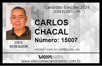 Candidato CARLOS CHACAL 2024 - DOM ELISEU - Eleições