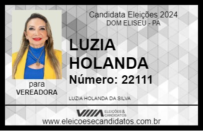 Candidato LUZIA HOLANDA 2024 - DOM ELISEU - Eleições