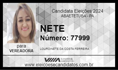 Candidato NETE 2024 - ABAETETUBA - Eleições