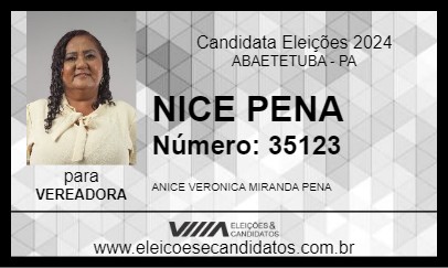 Candidato NICE PENA 2024 - ABAETETUBA - Eleições