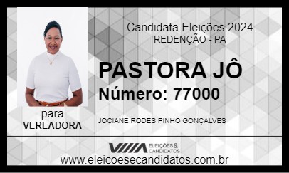 Candidato PASTORA JÔ 2024 - REDENÇÃO - Eleições