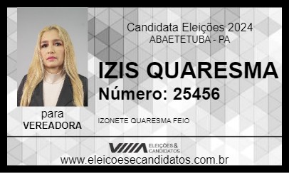 Candidato IZIS QUARESMA 2024 - ABAETETUBA - Eleições