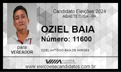 Candidato OZIEL BAIA  2024 - ABAETETUBA - Eleições