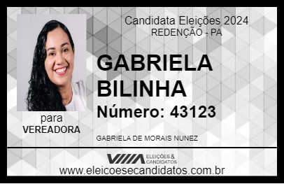 Candidato GABRIELA BILINHA 2024 - REDENÇÃO - Eleições