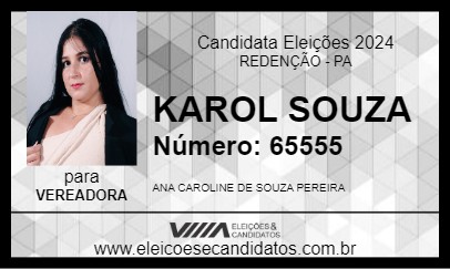 Candidato KAROL SOUZA 2024 - REDENÇÃO - Eleições