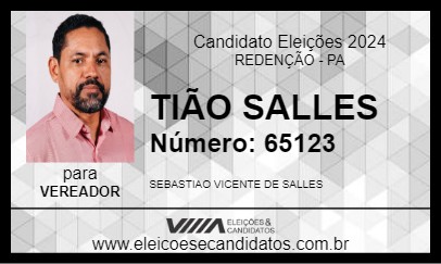 Candidato TIÃO SALLES 2024 - REDENÇÃO - Eleições