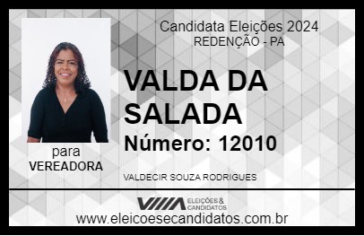 Candidato VALDA DA SALADA 2024 - REDENÇÃO - Eleições