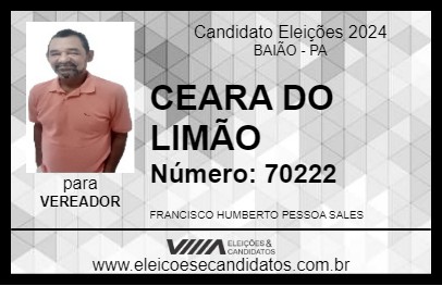 Candidato CEARA DO LIMÃO 2024 - BAIÃO - Eleições