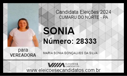 Candidato SONIA 2024 - CUMARU DO NORTE - Eleições