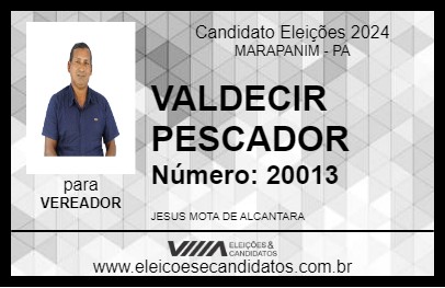 Candidato VALDECIR PESCADOR 2024 - MARAPANIM - Eleições