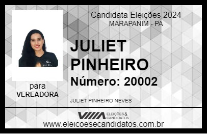 Candidato JULIET PINHEIRO 2024 - MARAPANIM - Eleições