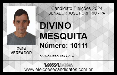 Candidato DIVINO MESQUITA 2024 - SENADOR JOSÉ PORFÍRIO - Eleições