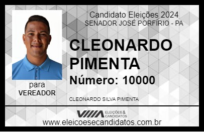 Candidato CLEONARDO PIMENTA 2024 - SENADOR JOSÉ PORFÍRIO - Eleições