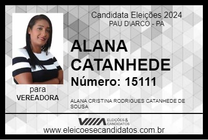 Candidato ALANA CATANHEDE 2024 - PAU D\ARCO - Eleições