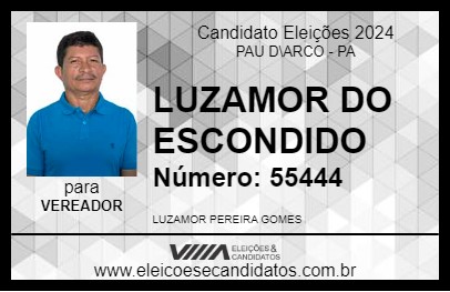 Candidato LUZAMOR DO ESCONDIDO 2024 - PAU D\ARCO - Eleições