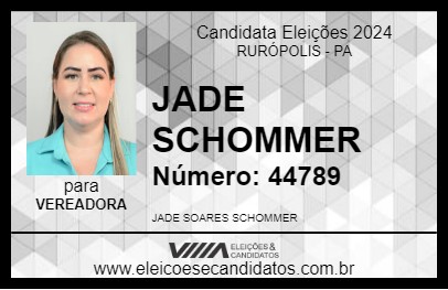 Candidato JADE SCHOMMER 2024 - RURÓPOLIS - Eleições