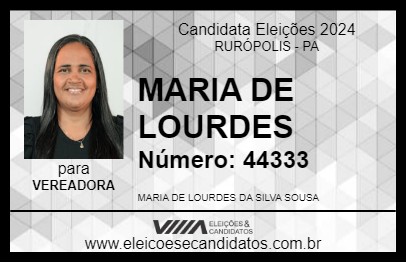 Candidato MARIA DE LOURDES 2024 - RURÓPOLIS - Eleições