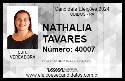 Candidato NATHALIA TAVARES 2024 - ÓBIDOS - Eleições