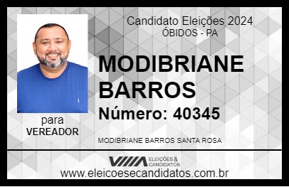 Candidato MODIBRIANE BARROS 2024 - ÓBIDOS - Eleições