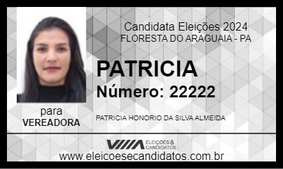 Candidato PATRICIA 2024 - FLORESTA DO ARAGUAIA - Eleições