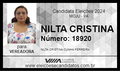 Candidato NILTA CRISTINA 2024 - MOJU - Eleições