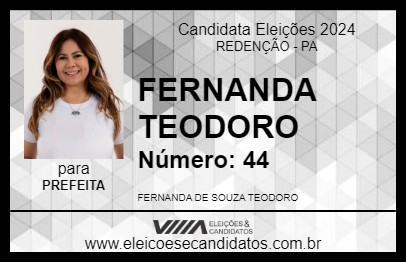 Candidato FERNANDA TEODORO 2024 - REDENÇÃO - Eleições