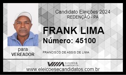 Candidato FRANK LIMA 2024 - REDENÇÃO - Eleições