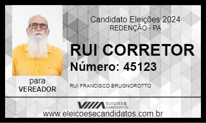 Candidato RUI CORRETOR 2024 - REDENÇÃO - Eleições