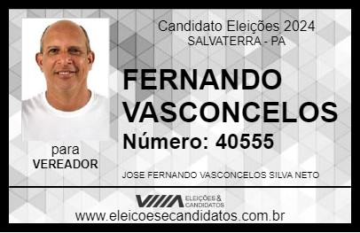 Candidato FERNANDO VASCONCELOS 2024 - SALVATERRA - Eleições