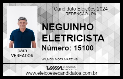 Candidato NEGUINHO ELETRICISTA 2024 - REDENÇÃO - Eleições