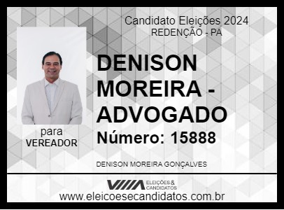 Candidato DENISON MOREIRA - ADVOGADO 2024 - REDENÇÃO - Eleições