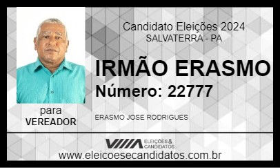 Candidato IRMÃO ERASMO 2024 - SALVATERRA - Eleições