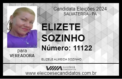 Candidato ELIZETE SOZINHO 2024 - SALVATERRA - Eleições