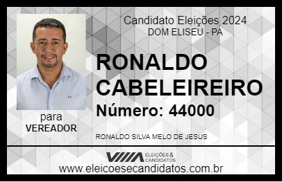 Candidato RONALDO CABELEIREIRO 2024 - DOM ELISEU - Eleições