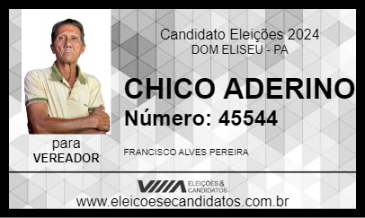 Candidato CHICO ADERINO 2024 - DOM ELISEU - Eleições