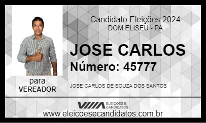 Candidato JOSE CARLOS 2024 - DOM ELISEU - Eleições