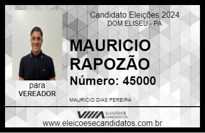 Candidato MAURICIO RAPOZÃO 2024 - DOM ELISEU - Eleições