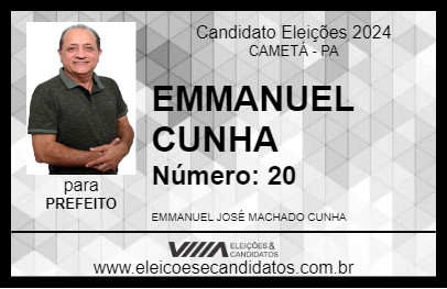 Candidato EMMANUEL CUNHA 2024 - CAMETÁ - Eleições