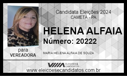 Candidato HELENA ALFAIA 2024 - CAMETÁ - Eleições