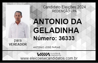 Candidato ANTONIO DA GELADINHA 2024 - REDENÇÃO - Eleições