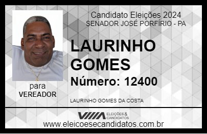 Candidato LAURINHO GOMES 2024 - SENADOR JOSÉ PORFÍRIO - Eleições