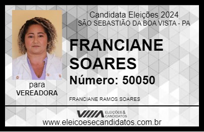 Candidato FRANCIANE SOARES 2024 - SÃO SEBASTIÃO DA BOA VISTA - Eleições