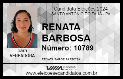 Candidato RENATA BARBOSA 2024 - SANTO ANTÔNIO DO TAUÁ - Eleições