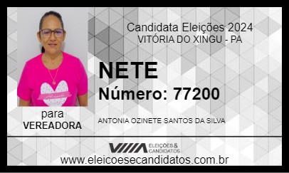 Candidato NETE 2024 - VITÓRIA DO XINGU - Eleições