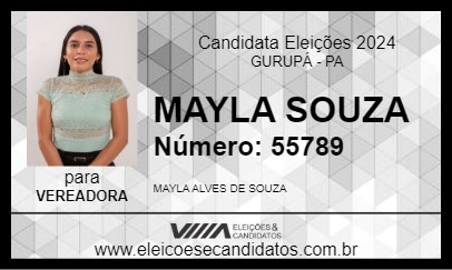 Candidato MAYLA SOUZA 2024 - GURUPÁ - Eleições